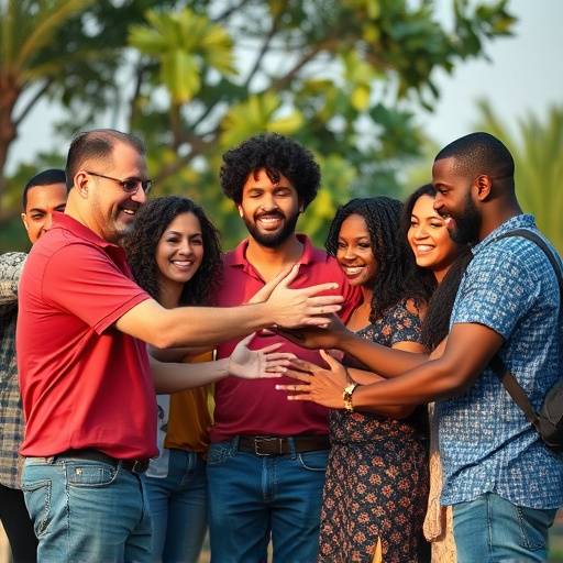 People supporting each other in a diverse community